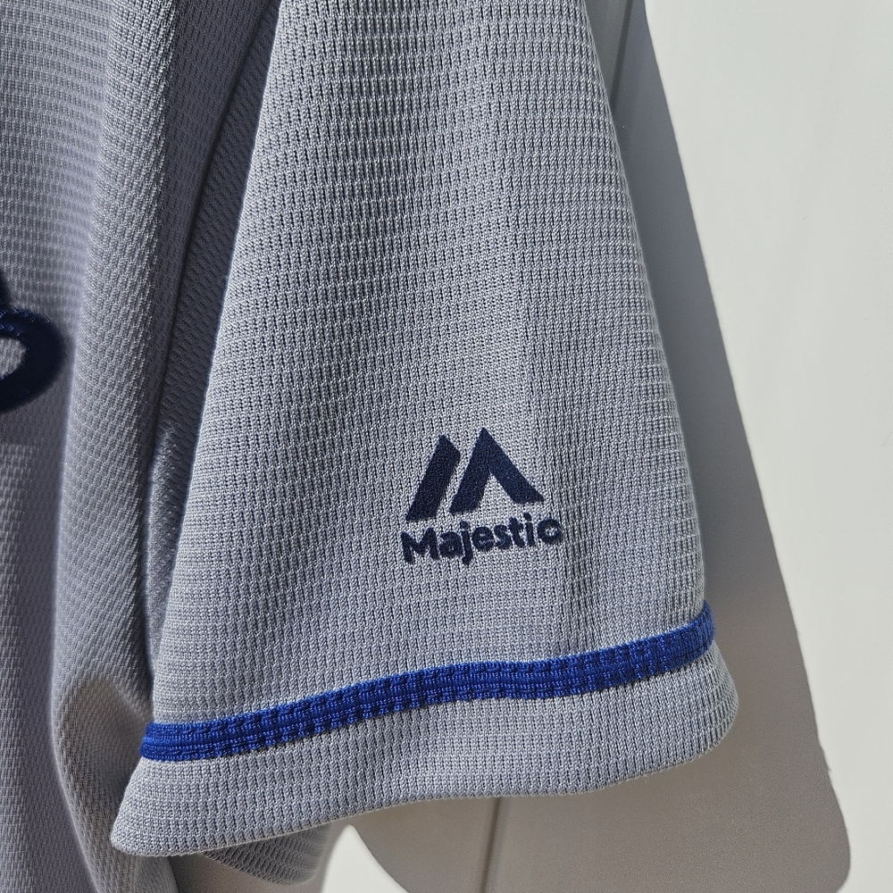 Youth Majestic LA Dodgers Kershaw Gray Button-Up Jersey Youth XL - Picture 4 of 9